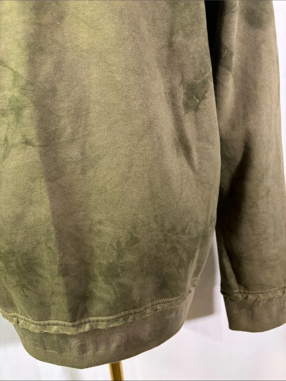True Religion Camo Green Tie Die Debossed Rib Pullover Crewneck Sweatshirt